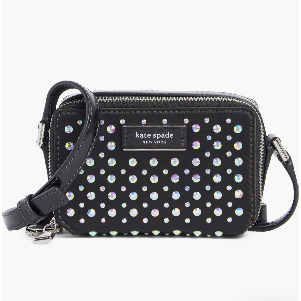 Kate Spade Zip Micro $228 Ret Crossbody Bag with  Rhinestones, NWT